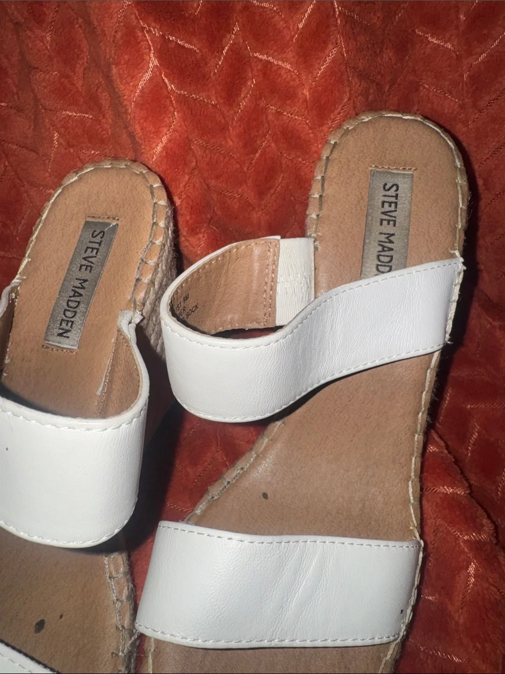 Steve Madden ICEY White Leather Espadrille Wedge Sandals Size 9M